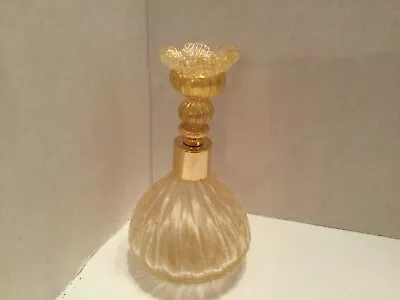 Vintage Murano Gold Fleck Art Glass Perfume Bottle Screw On Flower Dauber Italy • $34.95