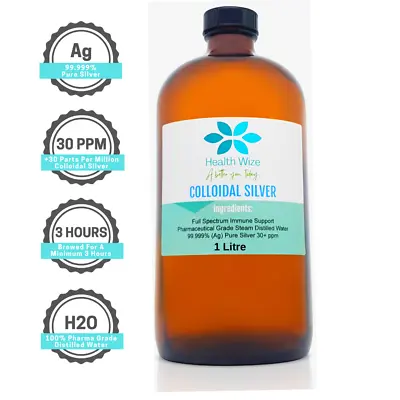 Colloidal Silver 30PPM 1 LITRE 99.999% Pure Mineral Supplement Finest Silver • $44.95
