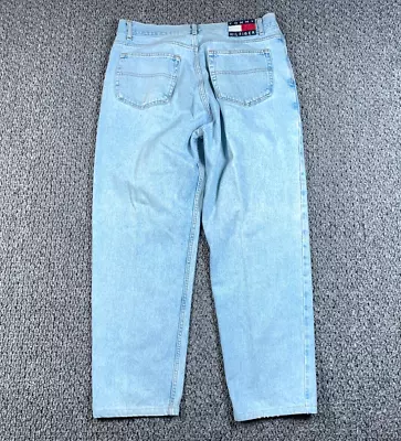 VTG Tommy Hilfiger Relaxed Fit Freedom Jeans Men's 36 X 28 Light Blue Wash Taper • $35