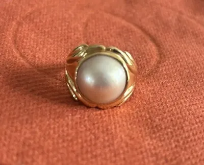 14k Yellow Gold Mabe Pearl Ring Cocktail Classic Exc Size 6 Statement • $330