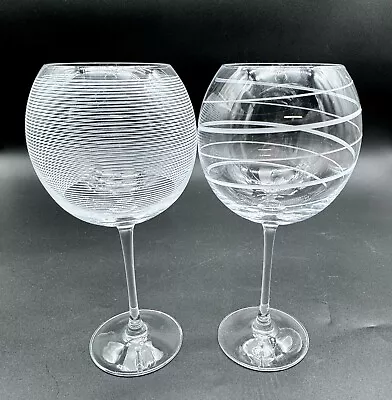 Crystal Mikasa CHEERS Lines Set 2-9 1/8  Balloon Wine Glasses Goblets 24 Oz Vgc • $15.99