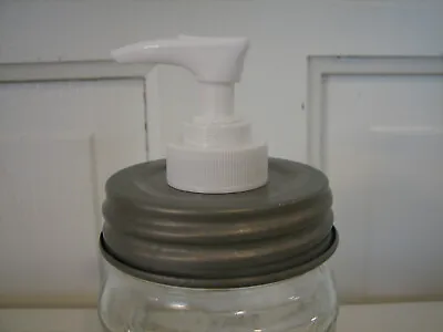 Mason Jar Old Tyme Pewter Soap / Lotion / Sanitizer Dispenser White Pump - NEW • $7.95