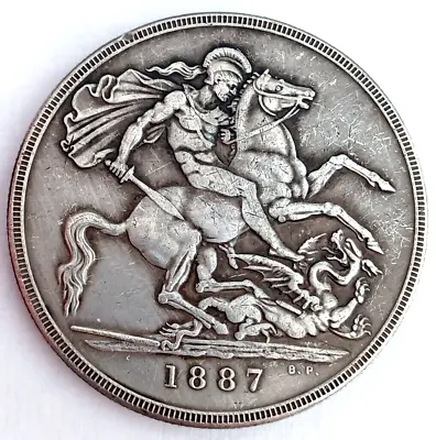 1887  Queen Victoria Crown Beautiful Silver Plated Coin Original Size. • £4.50