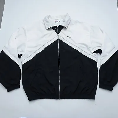 Fila Jacket Men's XL White Black 100% Polyester Full-Zip Mesh Lined Long Sleeve • $21.59