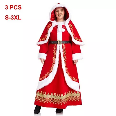 Christmas Costume Xmas Mrs. Claus Party Santa Cosplay Women Red Dress New • $39.99