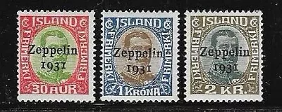 Iceland. 1931. Air. Overprinted ZEPPELIN Set. MNH. • £70