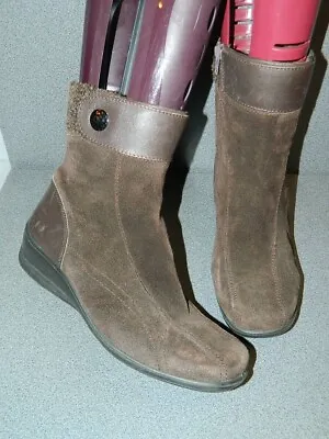 Padders Sharon Brown Leather Zip Up Wedge Boots Uk 6.5  • £15
