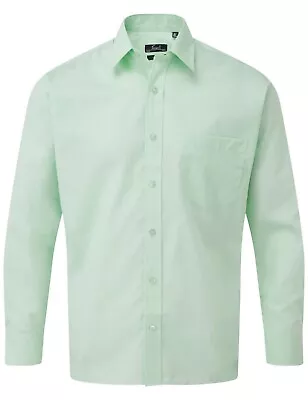 Premier Mens Long Sleeve Easy Care Poplin Shirt Office Work Casual Business • £20.99