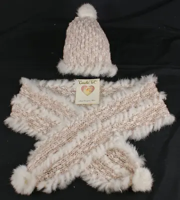 Hat Scarf Couche Tot Designer POM POM Girl Knitted Faux Fur Sparkle  • £10