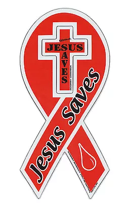 Magnetic Bumper Sticker - Jesus Saves - Ribbon Shaped Religious Magnet • $7.99