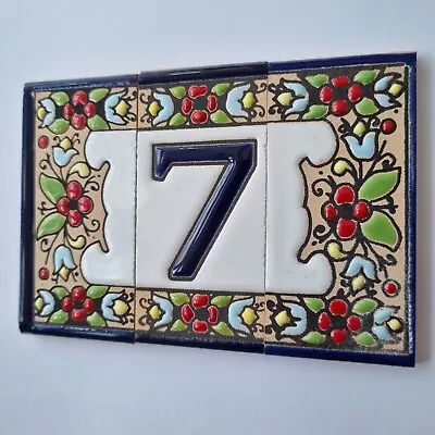 7.5 X 3.5 Cm  Hand-painted Ceramic Cherry Number Tiles & Metal Frames • £15.19