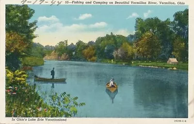 Fishing Camping Boating On Vermilion River - Vermilion Ohio - Linen • $4.95