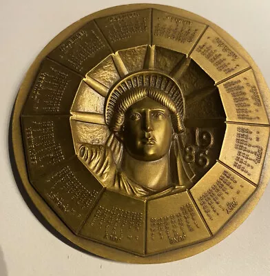 1986 Calendar MEDAL Paperweight “Statue Liberty”Centennial Artist Marcel Jovine • $49.99