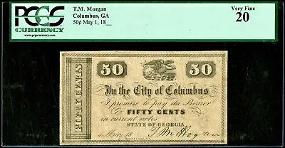 May 1 18__ Georgia T M Morgan(Hogan) City Of Columbus 50 Cents PCGS VF20 • £521.16