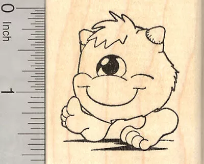 Halloween Monster Rubber Stamp One-Eyed Fuzz Ball G25801 WM • $16