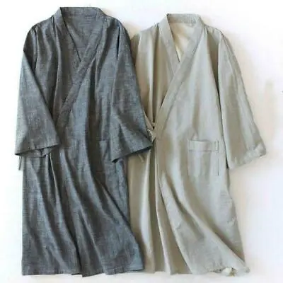 Men's Kimono Yukata Pajamas Cotton Japanese Bathrobe Robe Gown Nightwear Hot • $55.37