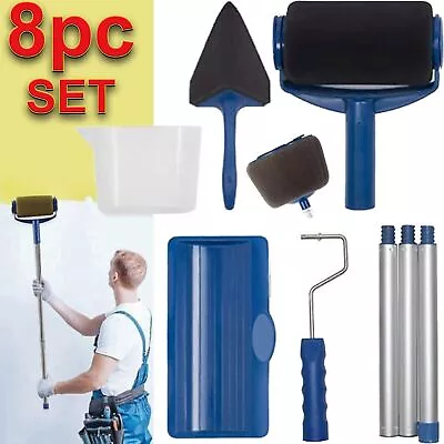 Premium Paint Roller Fillable Brush Seamless Roller Tray Set Extendable Pole DIY • £13.95