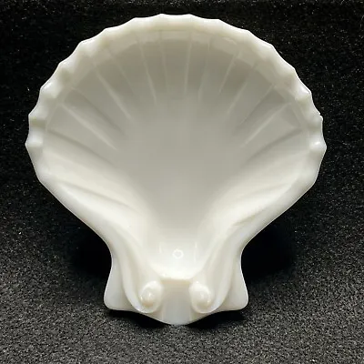 4x5” Sea Shell Tray Trinket Dish - Swirling Ends - Milk Glass • $9.99