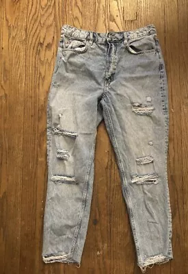 H&M Blue Acid Wash Distressed Jeans Size 10 • $17