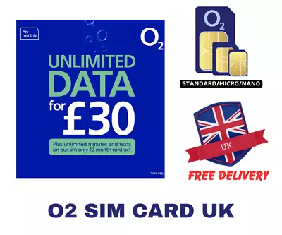 O2 SIM Card PAYG Nano/Micro/Standard TRIO SIM CARD UK Pay As You Go UK Sim Card • £0.99