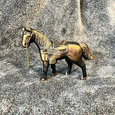 Vintage Cast Metal Carnival Horse Statue Copper Tone Color Equestrian 6” • $25