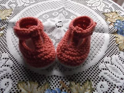 £1.95 • Buy Hand Knitted  Baby Shoes / Booties 0-3 Months 
