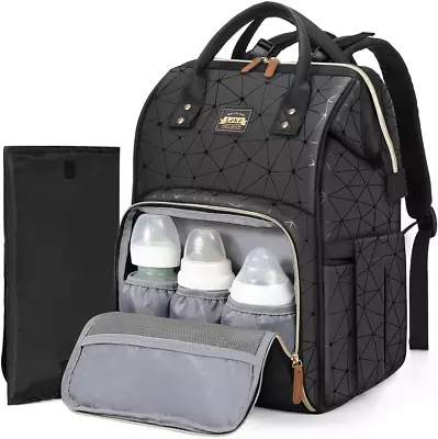 Lekebobor Diaper Bag Backpack PU Leather Nappy Bag Backpack Multi-Functiona... • $71.84