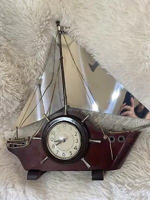 Vintage OXFORD Wood Nautical Sailing Boat Ship Electric Clockworks. • $75