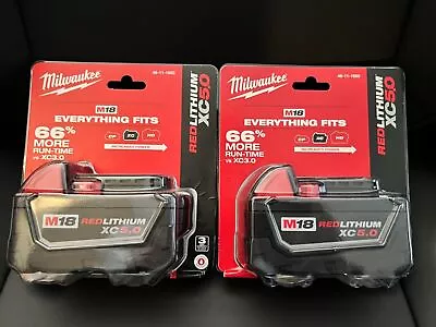 2Pack ~Milwaukee  18V 48-11-1850 5.0 AH Batteries M18 XC18 48-11-1850 Battery • $66