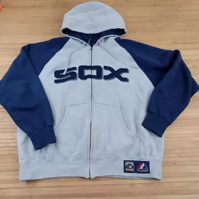 Vintage Chicago White Sox Raglan Full Zip Hoodie Sweatshirt Fits XL • $35