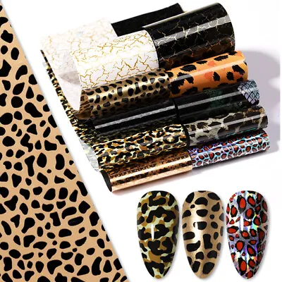 10 Sheets/Set Nail Art Transfer Stickers Nail Foils Snake Leopard Pattern Decal • $0.99