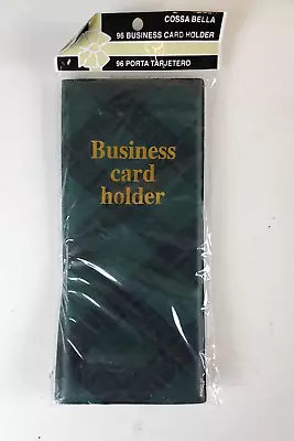 Vinyl Vintage Business Bi-Fold Business Card Holder Holds 96 Cards (Green Plaid) • $9.45