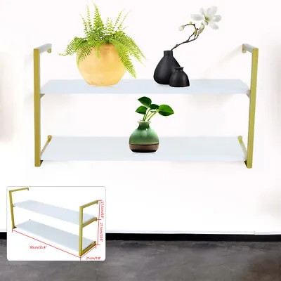 2 Tier Floating Wall Mount Shelf Plant Toys Photos Storage Rack Office Bookshelf • $45.60