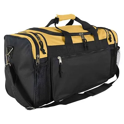 DALIX Brand New Duffle Bag Sports Duffel Bag In Black Gym Bag Gold • $24.99