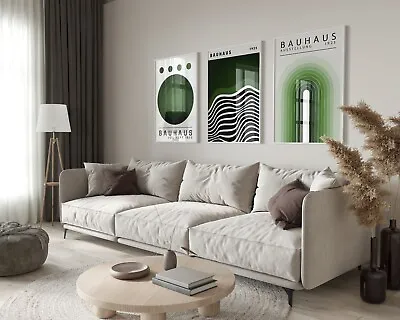 Bauhaus Green Wall Vintage Art Home Print Picture 3 Set A4 A3 A2 • £5.99