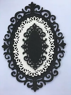 9 X Black Oval Frames 3 Sets Die Cut Cardmaking Scrapbooking Crafts Card Toppers • £2.50