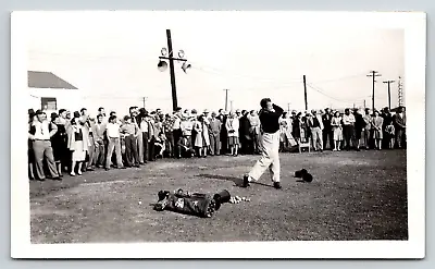 Vintage Antique Golfing Photograph Man On Golf Course People Watching Golf • $5.50
