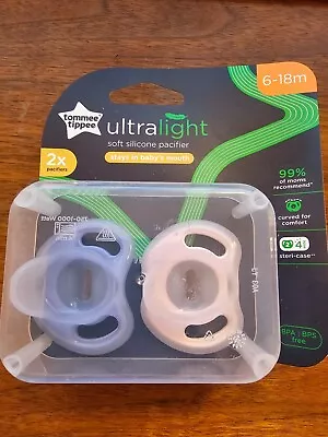 Tommee Tippee Pacifier 2-Pack 6-18 Months Ultra Light Silicone BPA Free • $10.99
