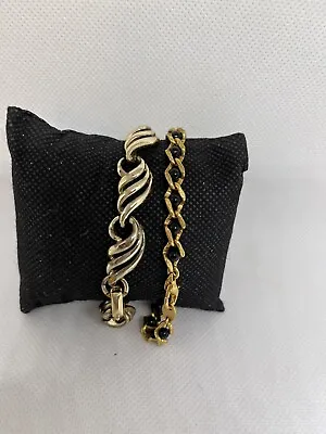 Bracelet Lot X 2 Vintage Coro 7  & Avon 8  Gold Tone Black Beads Hallmarked • $8.39