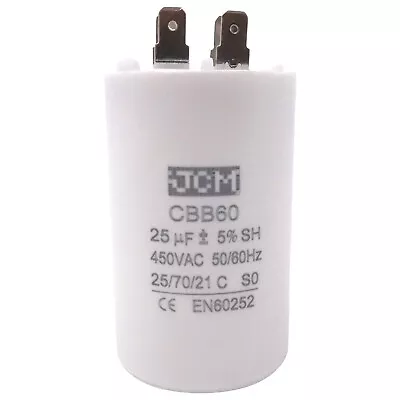 25UF 450VAC Motor Run Capacitor 450V AC CBB60 25 UF Round White 50/60HZ Cap • $13.50