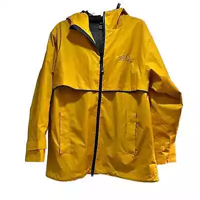 Charles River Nantucket Rain Coat Yellow Blue Hooded Slicker Mens Small Jacket • $65