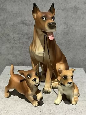 Vintage Lipper Mann Great Dane Chained Dog W Puppies MCM Japan • $16