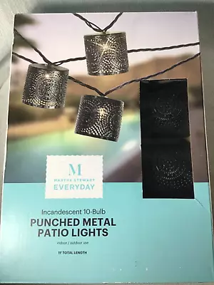 Martha Stewart EVERYDAY PUNCHED METAL PATIO LIGHTS (10) 11 FEET NIB • $28.99