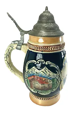 VTG Original King Lidded Munchen 8” Beer Stein Germany Handpainted 715 Munich • $29.89