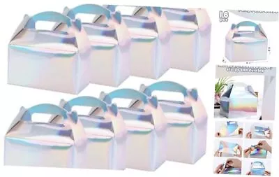  16PCS Party Favor Boxes Iridescent Gable Boxes Treat Boxes Rainbow Silver • $19.60