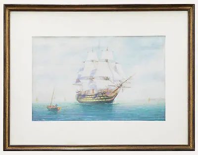 J. Grier - Framed Mid 19th Century Watercolour Naval Ship At Sea • £256