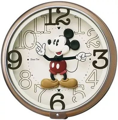 SEIKO Clock Wall Clock Melody Mickey & Friends Disney Time Brown FW576B Gift • $140.99