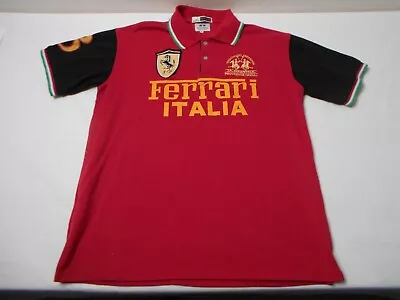 LA MARTINA Shirt Sz XL Red Polo Ferrari Big Logo Button Up Collared Description* • $39.99