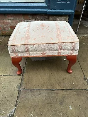 Footstool  Patterned Fabric Queen Anne Legs free Postage • £39.99