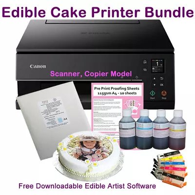 Edible Printer Kit Canon TS6350 Refillable Cartridges 400ml Ink Icing Sheets • £219.98